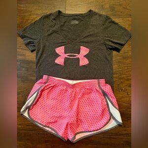 Under Armour Women's Athletic Shorts in Pink and Gray Size M